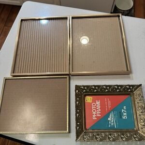 Lot Of 3 Mix N Match Ornate Picture Photo Frames Gold Metal Vintage Hinged